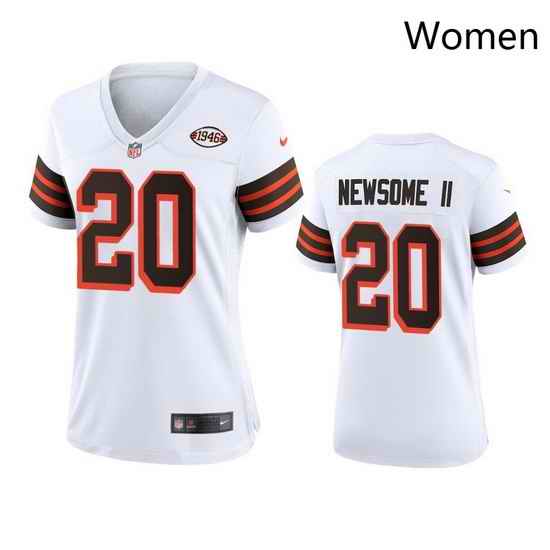 Women Cleveland Browns 20 Greg Newsome II Nike 1946 Collection Alternate Game Limited NFL Jersey   White